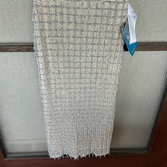 Mac Duggal 5471 Sleeveless High Neck Beaded Midi Sheath Dress NWT Nude - Picture 6 of 11